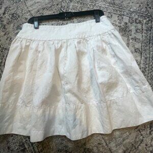 BCBGMAXAZRIA WHITE COTTON PLEATED LINED MINI SKIRT Women's Size 10